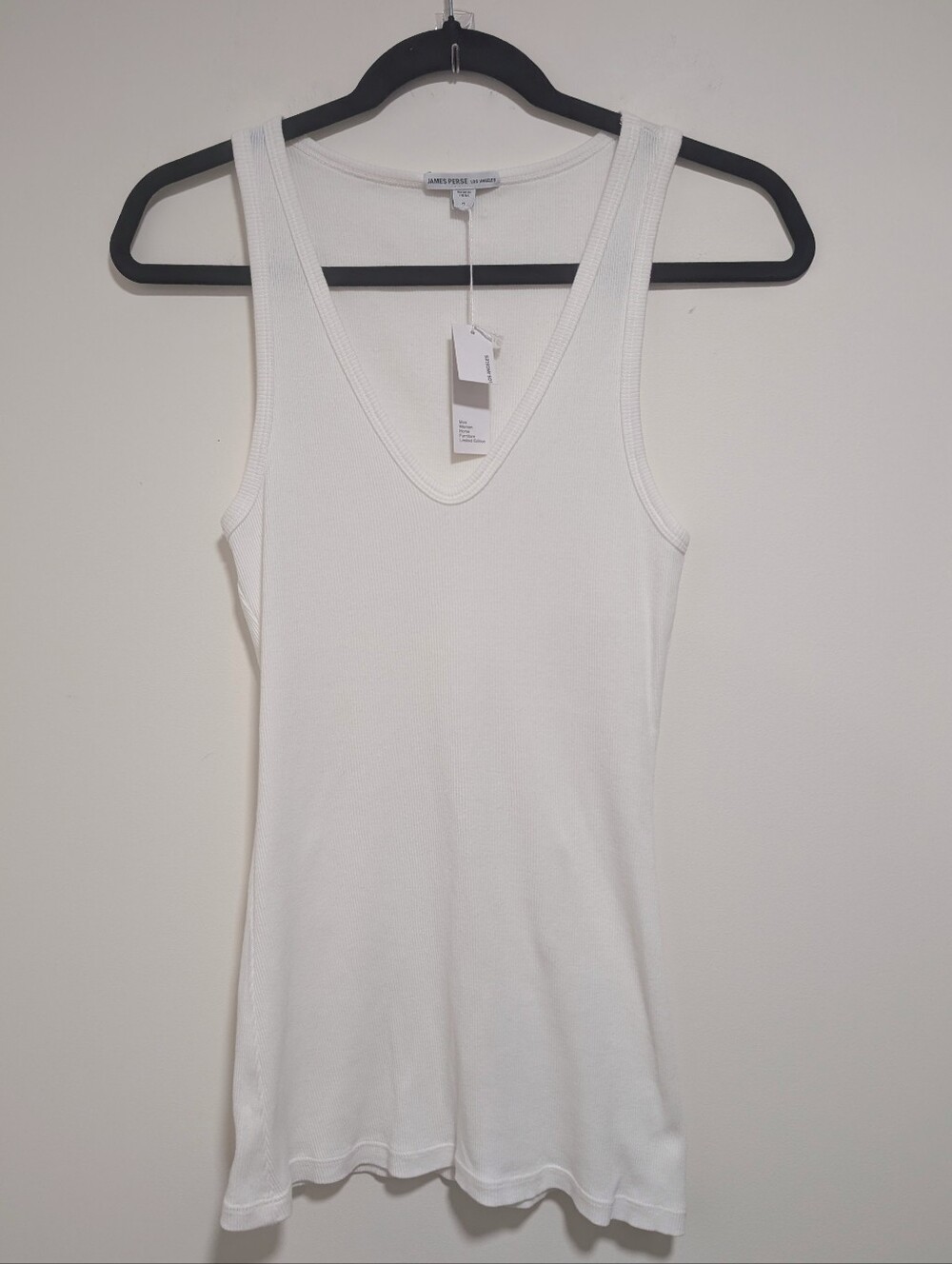 James Perse | Ribbed V-Neck Tank Top In White